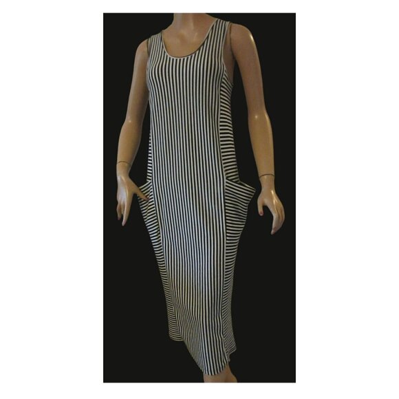 Femme Fatale Black & White Maxi Dress Made in Italy Women's Small - Picture 1 of 3